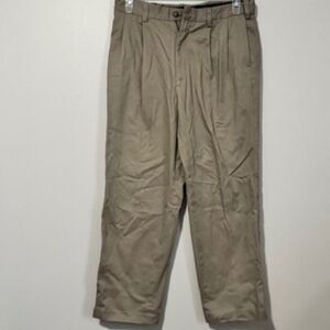 USED Men's Savane Khaki Pants Expandable Waist Color Dark Khaki Size 34/29